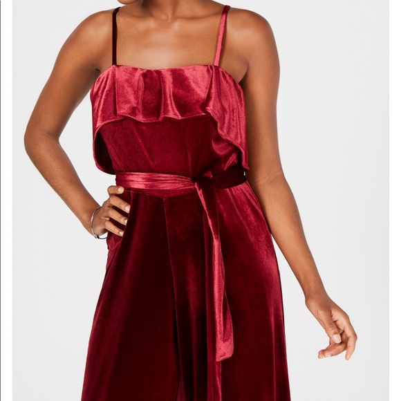 Avec Les Filles Pants - 🆕 Velvet Ruffle Cropped Jumpsuit💋